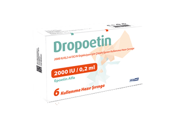 DROPOETIN 2000 IU/0.2 ml SC/IV enjeksiyon için çözelti içeren kullanıma hazır 6 şırınga kutu görseli