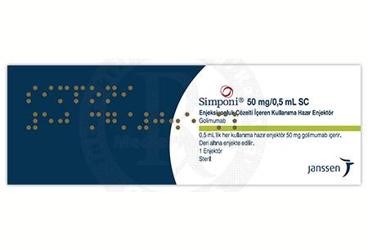 SIMPONI 50 mg/0.5 ml SC enjeksiyonluk çözelti içeren kullanıma hazır enjektör (1 enjektör) kutu görseli