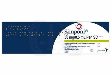 SIMPONI 50 mg/0.5 ml PEN SC enjeksiyonluk çözelti içerenkullanıma hazır kalem (1 kalem) kutu görseli