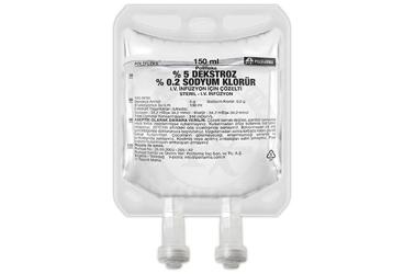 POLIFLEKS %5 DEKSTROZ %0.2 Sodyum Klorür solüsyon 150 ml setli pvc torba kutu görseli