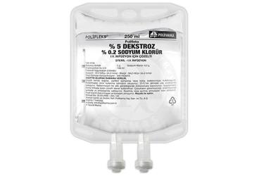 POLIFLEKS %5 DEKSTROZ %0.2 Sodyum Klorür solüsyon 250 ml setsiz pvc torba kutu görseli