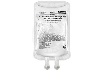 POLIFLEKS %5 DEKSTROZ %0.45 Sodyum Klorür %0.3 potasyum klorür solüsyon 500 ml setsiz pvc torba kutu görseli