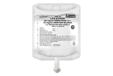 LIFE-EXTEND 60 mg/ml DEKSTRAN 70+75 mg/ml Sodyum Klorür I.V. infüzyonluk çözelti 250 ml kutu görseli