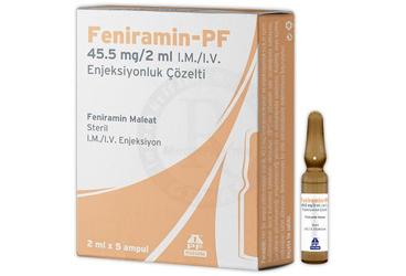 FENIRAMIN-PF 45.5 mg / 2 ml I.M./I.V. enjeksiyonluk çözelti (5 flakon) kutu görseli