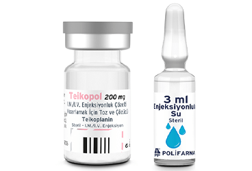 TEIKOPOL 200 mg IM/IV enjeksiyonluk çözelti hazırlamak için toz ve çözücü (1 flakon+1 ampül) kutu görseli