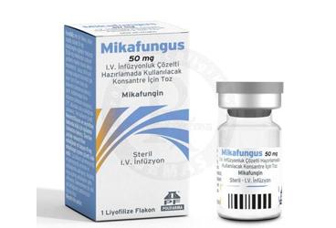 MIKAFUNGUS 50 mg I.V infüzyonluk çözelti hazırlamak için toz 1 flakon kutu görseli