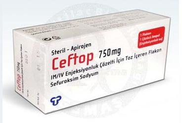 CEFTOP 750 mg IM/IV enjeksiyonluk çözelti için toz içeren flakon kutu görseli