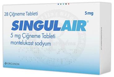 SINGULAIR 5 mg 28 çiğneme tableti kutu görseli