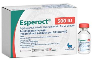 ESPEROCT 500 IU enjeksiyonluk çözelti hazırlamak için toz ve çözücü (1 flakon) kutu görseli