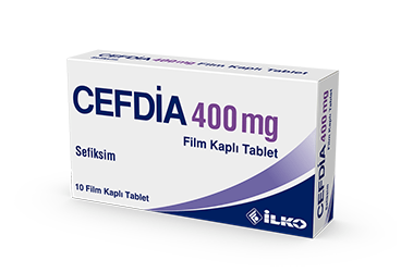 CEFDIA 400 mg 10 film kaplı tablet kutu görseli