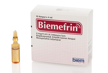 BIEMEFRIN 4 mg/4 ml IV infüzyon için enjeksiyonluk çözelti içeren 10 ampül kutu görseli