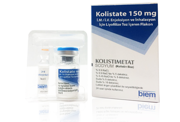 KOLISTATE 150 mg IM/IV enj. ve inhilasyon için liyofilize toz içeren flakon kutu görseli