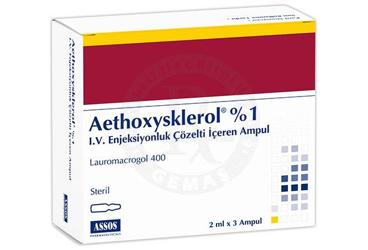 AETHOXYSKLEROL % 1 I.V enjeksiyonluk çözelti içeren ampül ( 2 ml X 3 ampül ) kutu görseli