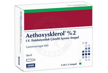 AETHOXYSKLEROL % 2 I.V enjeksiyonluk çözelti içeren ampül ( 2 ml X 3 ampül ) kutu görseli