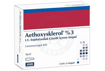 AETHOXYSKLEROL % 3 I.V enjeksiyonluk çözelti içeren ampül ( 2 ml X 3 ampül ) kutu görseli