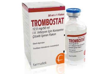 TROMBOSTAT 12.5 mg/50 ml IV inf. için kon. çöz. içeren flakon kutu görseli