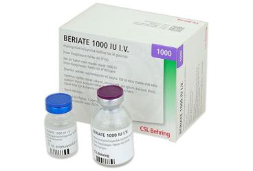 BERIATE 1000 IU IV enjeksiyon için liyofilize toz içeren 1 flakon kutu görseli