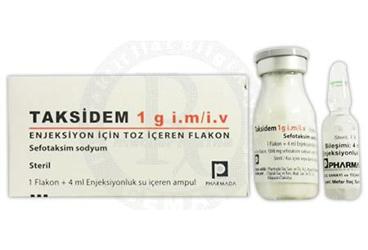 TAKSIDEM 1 G IM/IV enjeksiyon için toz içeren flakon kutu görseli
