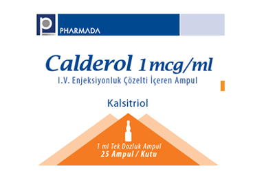 CALDEROL 1 mcg/ml I.V. enjeksiyonluk çözelti içeren 25 ampül kutu görseli