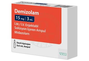 DEMIZOLAM 15 mg/3 ml IM/IV enjektabl solüsyon kutu görseli