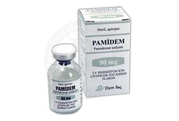 PAMIDEM 90 mg IV enjeksiyon için liyofilize toz içeren 1 flakon kutu görseli
