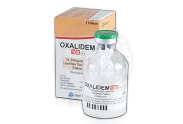 OXALIDEM 100 mg IV infüzyon için liyofilize toz içeren flakon kutu görseli