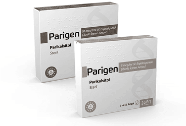 PARIGEN 5 mcg/ml IV enjeksiyonluk çözelti içeren 5 ampül kutu görseli