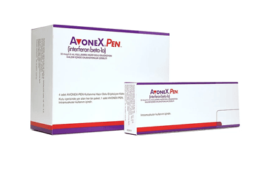 AVONEX 30 mcg/0.5 ml kullanıma hazır dolu enjeksiyon kalemi içinde enjeksiyonluk çözelti kutu görseli