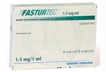 FASTURTEC 1.5 mg/1 ml infizyonluk çözelti için toz içeren flakon ve çözücü içeren ampül kutu görseli