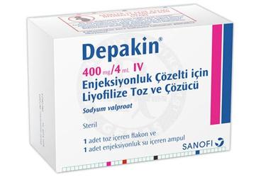 DEPAKIN 400 mg / 4 ml I V enjeksiyonluk çözelti için liyofilize 1 adet tozVE 1 adet çözücü kutu görseli
