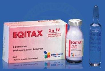 EQITAX 2 gr IM/IV enj.toz içeren 15 ml 1 flakon+10 ml çöz. ampül kutu görseli