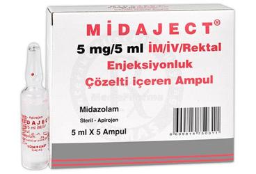 MIDAJECT 5 mg/5 ml IM/IV/REKTAL çözelti içeren 5 ampül kutu görseli