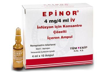 EPINOR 4 mg/4 ml IV infüzyon için konsantre çözelti içeren 10 ampül kutu görseli