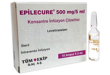 EPILECURE 500 mg/ 5 ml konsantre inf.çöz. içeren 10 flakon kutu görseli
