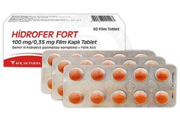HIDROFER fort 100 mg/0.35 mg film kaplı tablet kutu görseli