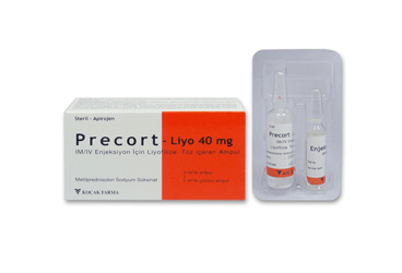 PRECORT-LIYO 40 mg IM/IV enjeksiyon için liyofilize toz içeren ampül kutu görseli