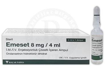 EMESET 8 mg/4ML IM/IV enjeksiyonluk çözelti içeren 1 ampül kutu görseli
