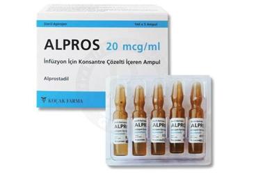ALPROS 20 mcg/ml inf. için konsantre çöz. içeren 1 mlx5 ampül kutu görseli