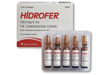 HIDROFER 100 mg/2 ml I.M. enjeksiyonluk çözelti (5 ampül) kutu görseli