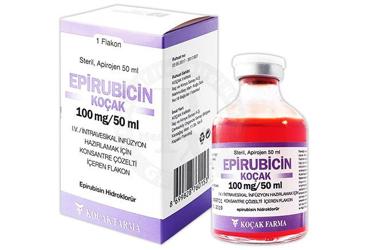 EPIRUBICIN KOCAK 100 mg/50 ml IV inf. hazırlamak için konsantre çözelti içeren flakon kutu görseli