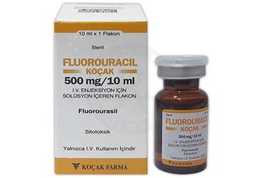 FLUOROURACIL-KOCAK 500 mg/10 ml IV enjeksiyon için solüsyon içeren flakon kutu görseli