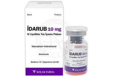 IDARUB 10 mg IV liyofilize toz içeren flakon kutu görseli
