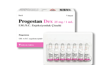 PROGESTAN DEX 25 mg / 1 ml I.M. /S.C. enjeksiyonluk çözelti (7 flakon) kutu görseli