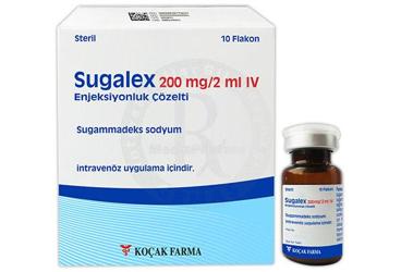 SUGALEX 200 mg/2 ml IV enjeksiyonluk çözelti (10 flakon) kutu görseli