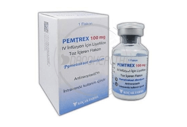 PEMTREX 100 mg IV inf. için liyofilize toz içeren flakon kutu görseli