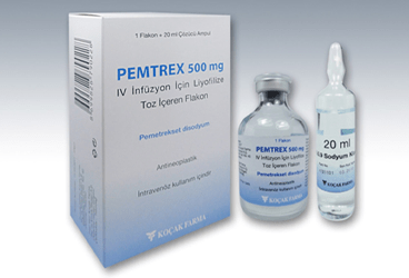 PEMTREX 500 mg IV inf. için liyofilize toz içeren flakon kutu görseli