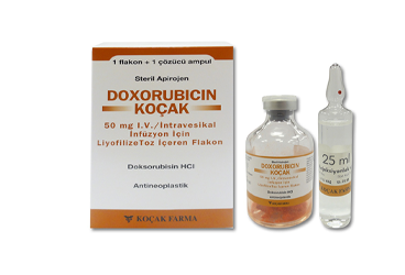DOXORUBICIN KOCAK 50 mg IV/INTRAVESIKAL infüzyon için liyofilize toz içeren 1 FLK+1 AMP kutu görseli