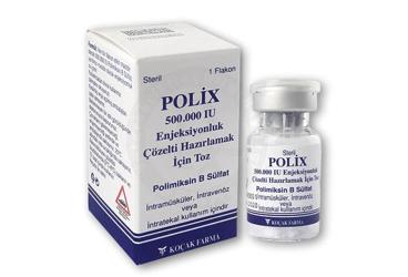 POLIX 500.000 IU enjeksiyonluk çözelti hazırlamak için toz içeren 1 flakon kutu görseli