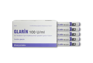 GLARIN 100 U/ml subkutan kullanım için enjeksiyonluk çözelti (5 kalem) kutu görseli