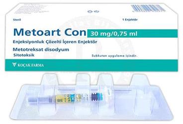 METOART CON 30 mg/0.75 ml enjeksiyonluk çözelti içeren kullanıma hazır şırınga kutu görseli